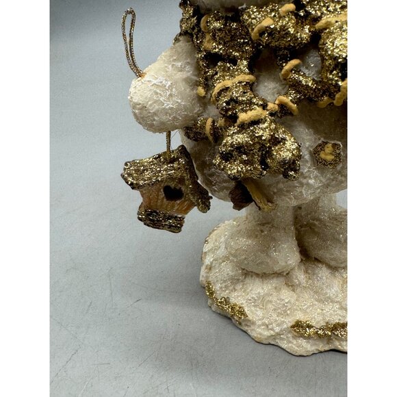 Vintage Bobbly head Snowman Figurine with Gold Accents & Birdhouse Used READ - Picture 5 of 7